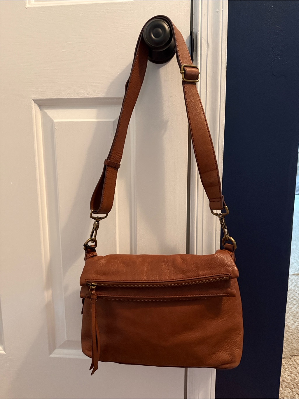 Margot Double Zip Leather Crossbody Bag